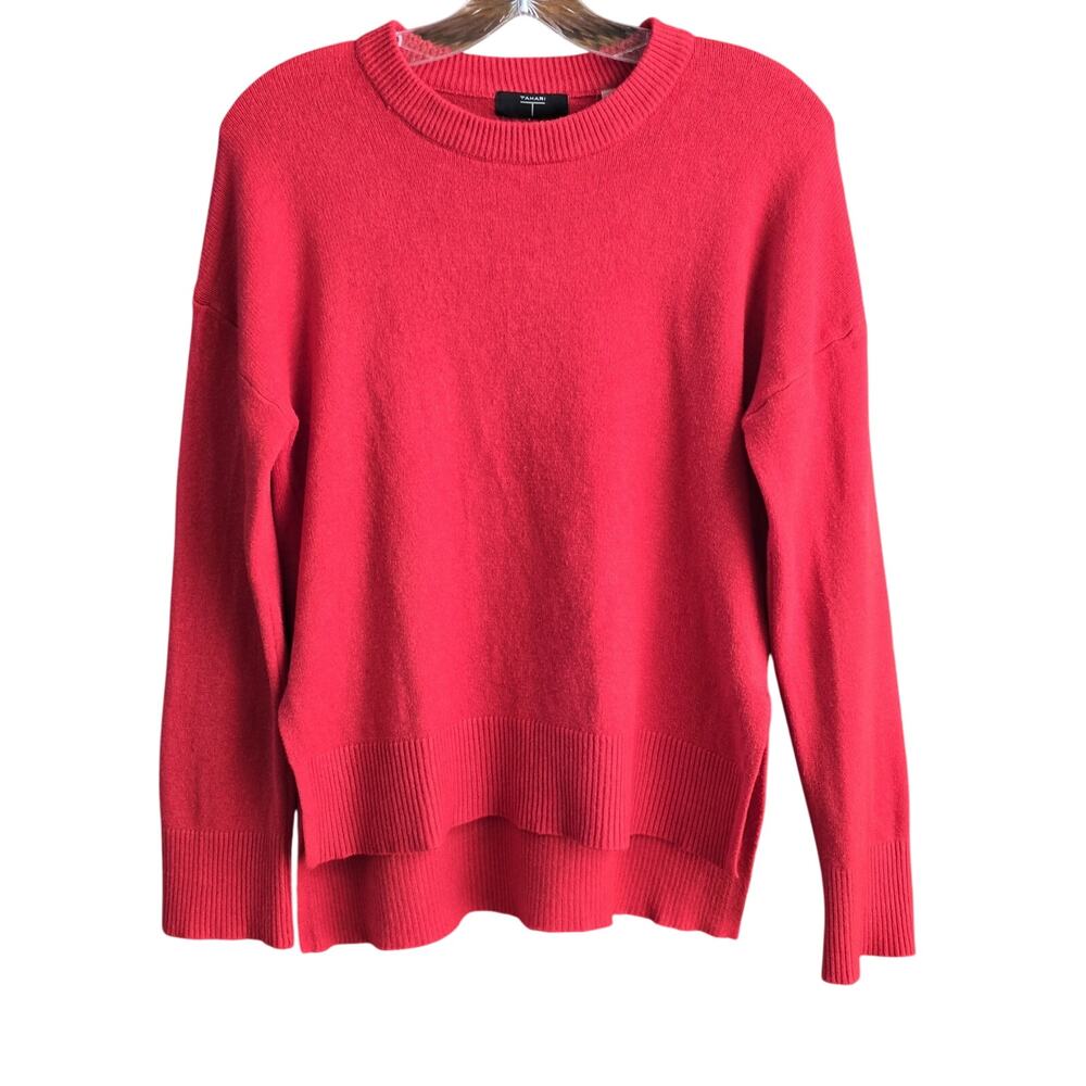 t Tahari Womens Viscose Blend Stretch Sweater Medium Red